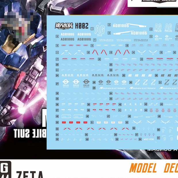 DALIN DL MASTER HG ZETA HG Z 1/144 H002 รูปลอกสไลด์น้ํา