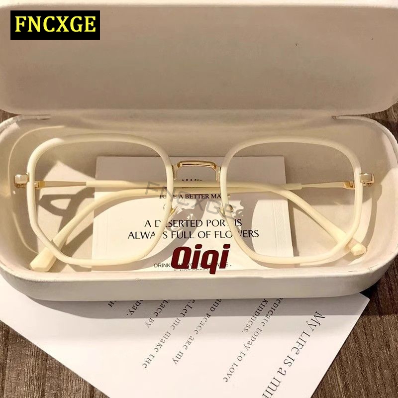 Fncxge แว่นตาสายตาสั้น ทรงสี่เหลี่ยมผืนผ้า ขนาดใหญ่ ป้องกันรังสี สไตล์เกาหลี แฟชั่นสําหรับผู้หญิง -50~-600