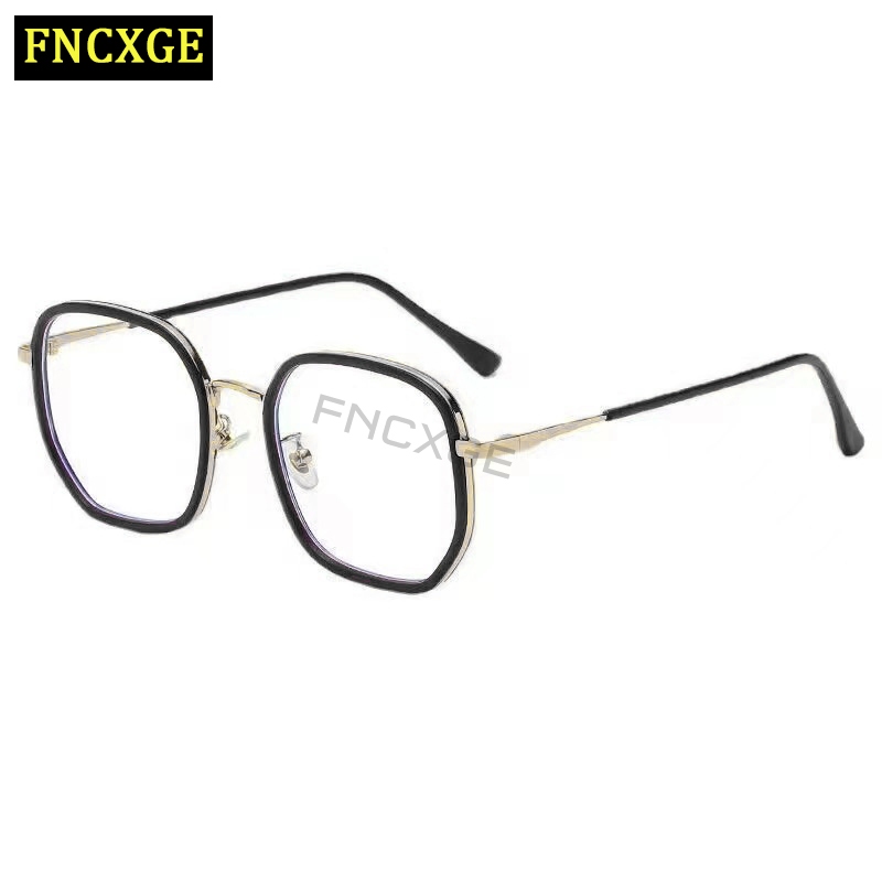 Fncxge แว่นตาสายตาสั้น ทรงสี่เหลี่ยมผืนผ้า ขนาดใหญ่ ป้องกันรังสี สไตล์เกาหลี แฟชั่นสําหรับผู้หญิง -50~-600 - รูปที่ 3