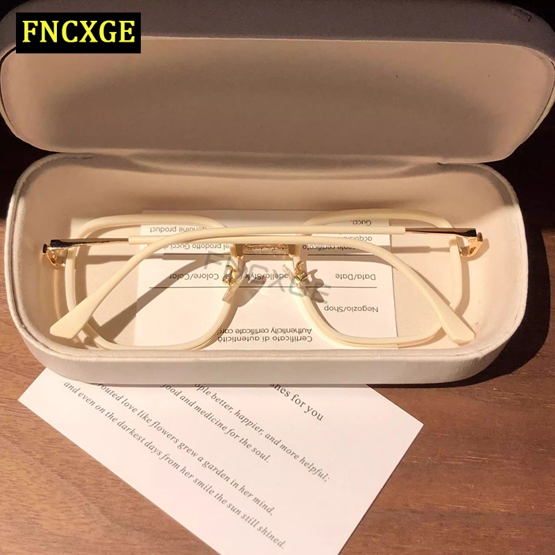 Fncxge แว่นตาสายตาสั้น ทรงสี่เหลี่ยมผืนผ้า ขนาดใหญ่ ป้องกันรังสี สไตล์เกาหลี แฟชั่นสําหรับผู้หญิง -50~-600 - รูปที่ 2
