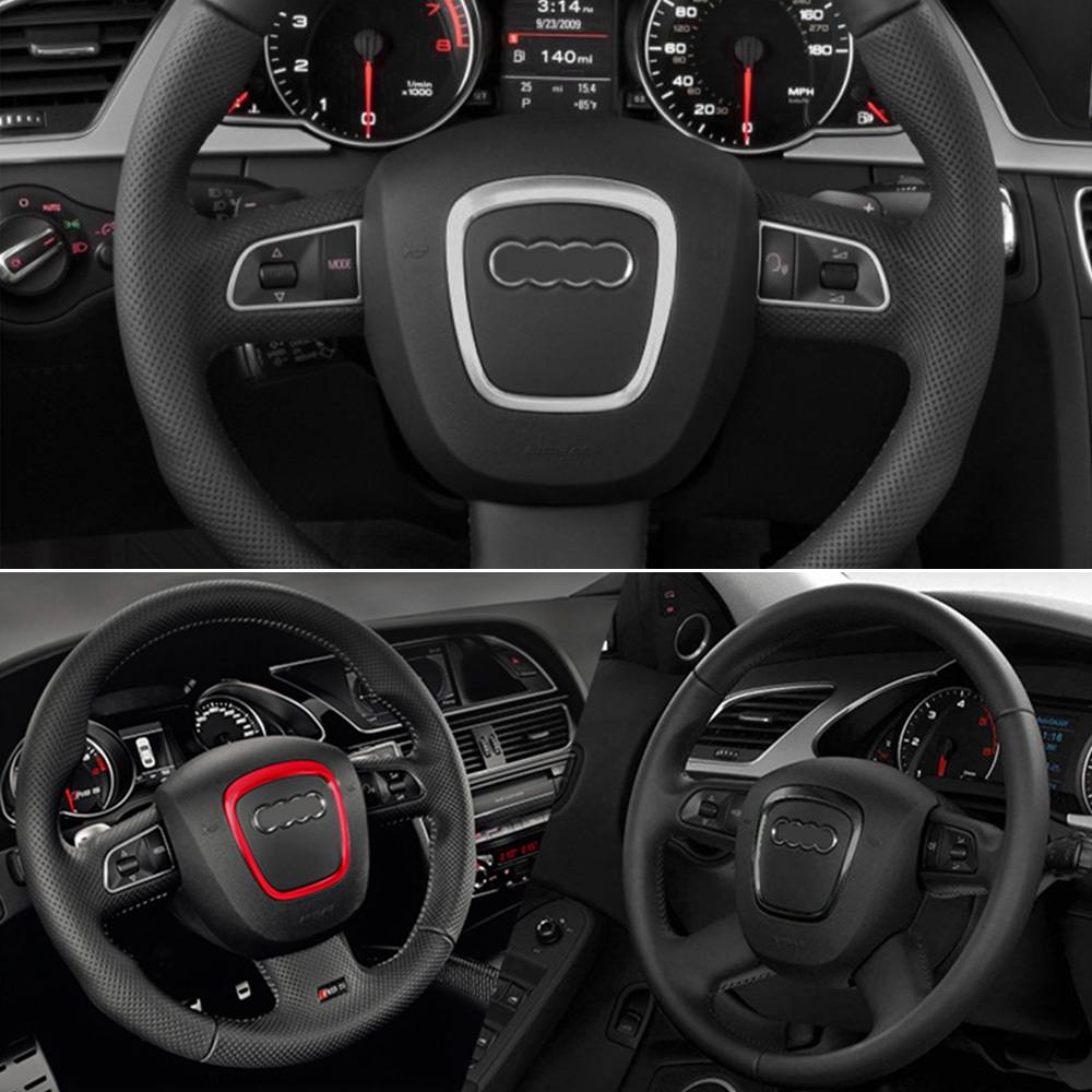 สติกเกอร์โลโก้ สําหรับติดตกแต่งพวงมาลัยรถยนต์ Audi A3 8P A4 B7 A5 A6 C6 A8 Q5 Q7