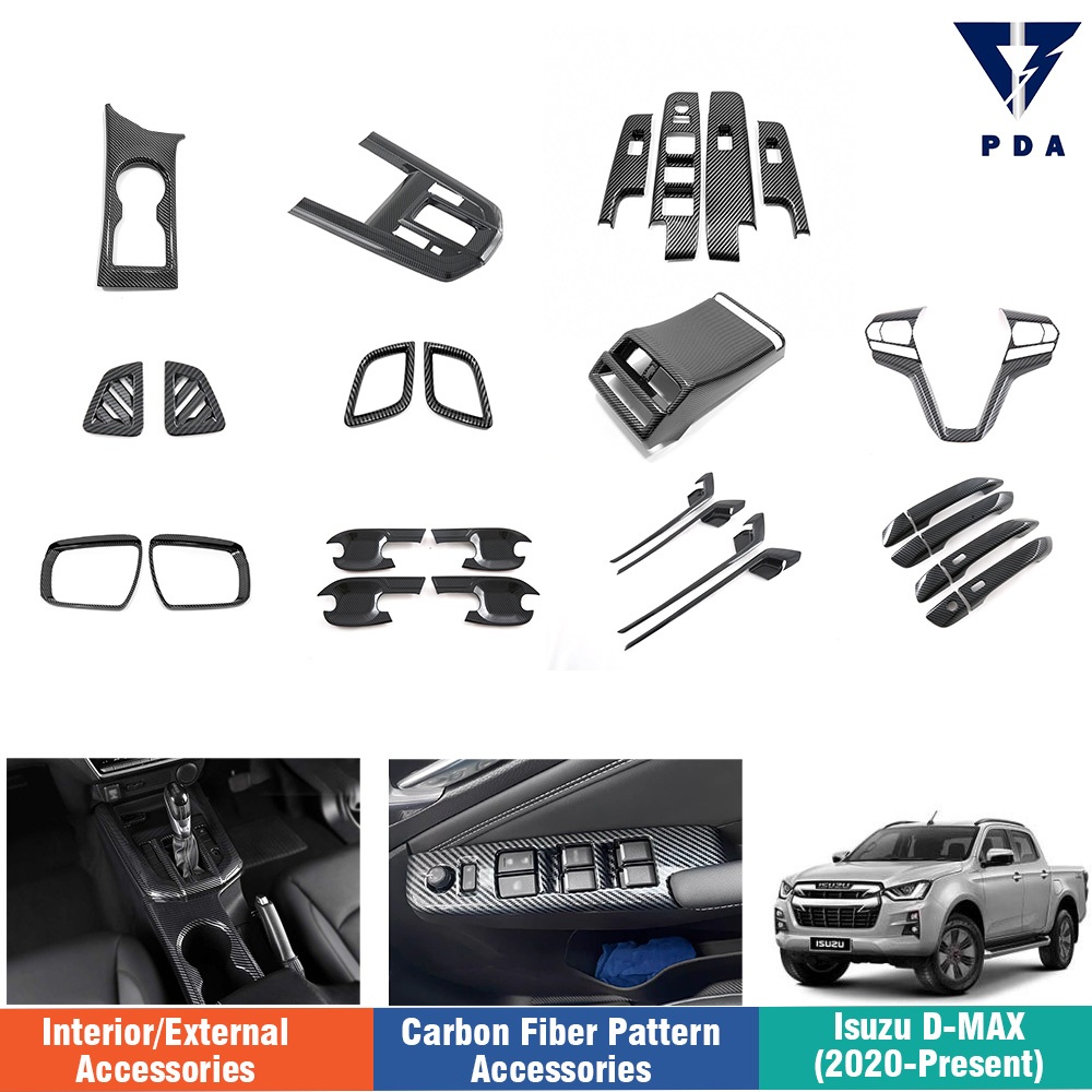 Isuzu D-Max(2021-ปัจจุบัน) อุปกรณ์เสริมคาร์บอนไฟเบอร์ หน้าต่างยกขึ้น ฝาครอบพวงมาลัย ฝาครอบกระจกประตู