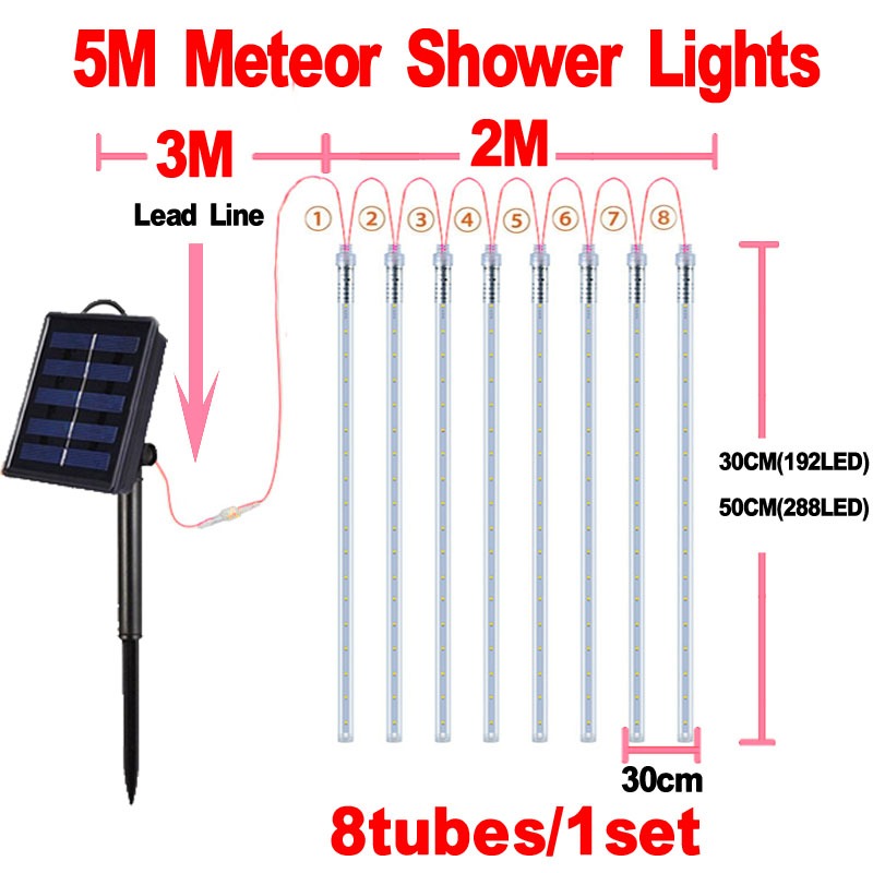 LED พลังงานแสงอาทิตย์ดาวตกฝนไฟกลางแจ้งกันน้ํา Icicle Fairy String ไฟสําหรับบ้านสวนตกแต่งคริสต์มาส - รูปที่ 3