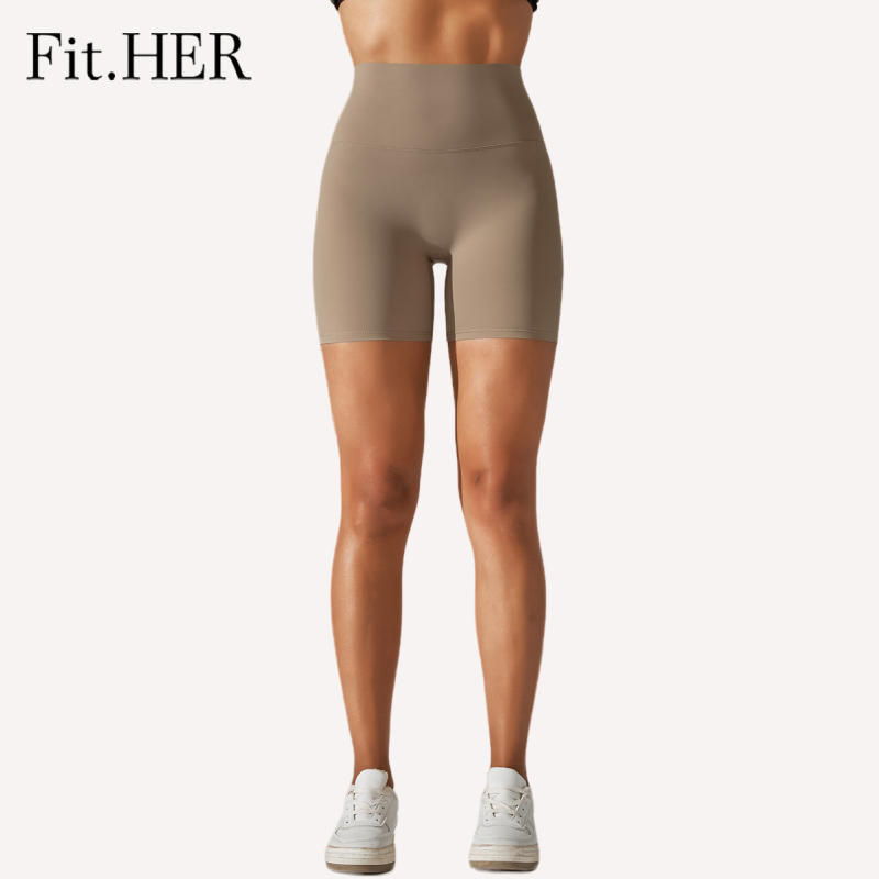 Fit.HER กางเกงขาสั้น เอวสูง ผ้ายืด สองด้าน เหมาะกับการเล่นโยคะ ฟิตเนส กีฬา ฤดูใบไม้ผลิ ฤดูร้อน สําหรับผู้หญิง