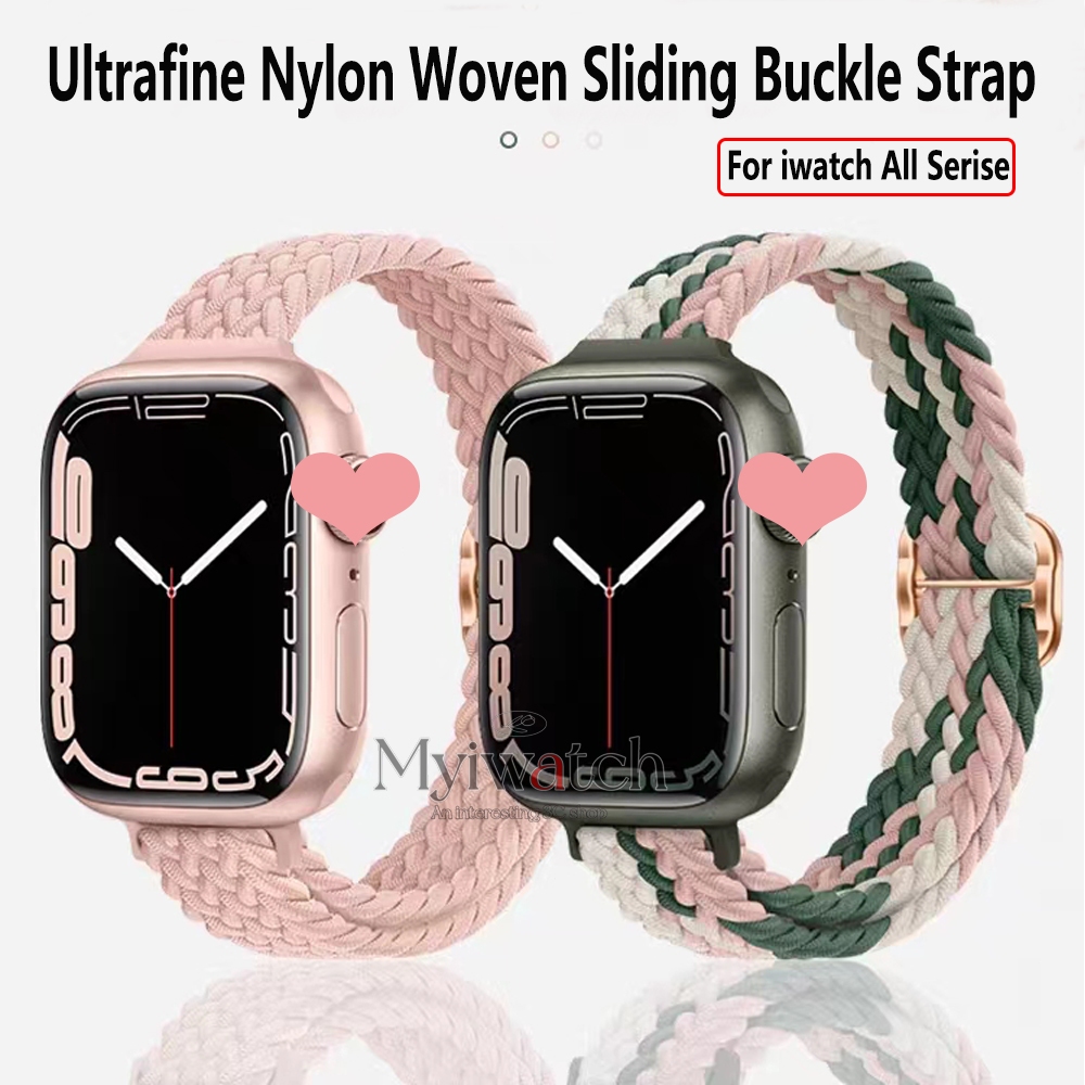20 สีThin ไนลอนทอสําหรับ iwatch serie Ultra 11 10 9 S8 7 6 5 SE 4 3 2 1 เลื่อนปรับสายนาฬิกาสําหรับ iwatch 46 มม.49 มม.44 มม.45 มม.41 มม.42 มม.40 มม.38 มม.