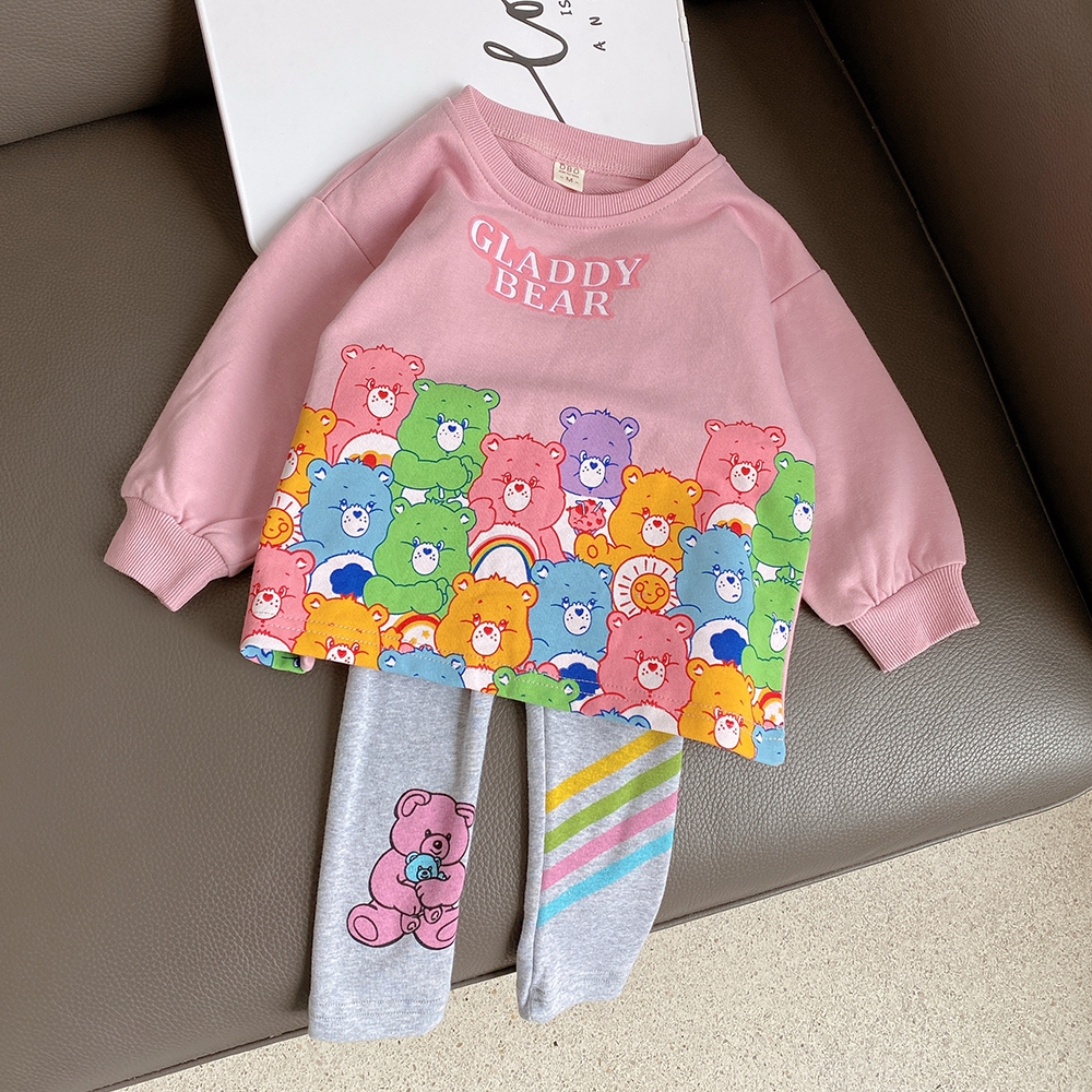 honeywears⚡️พร้อมส่ง⚡️เสื้อยืดแขนยาวกางเกงขายาว ชุดแฟชั่นสำหรับเด็ก สองชิ้น ลายการ์ตูนน่ารัก งานดี ใส่สบาย - รูปที่ 4