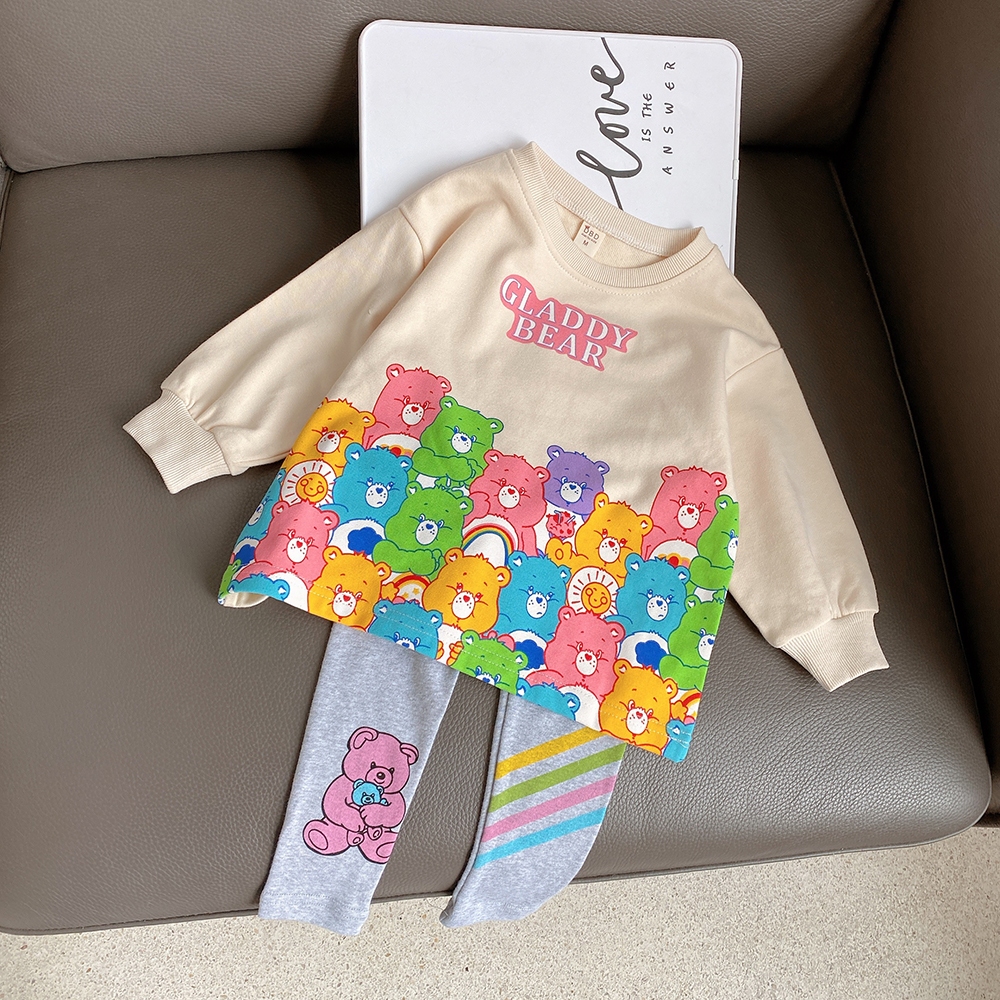 honeywears⚡️พร้อมส่ง⚡️เสื้อยืดแขนยาวกางเกงขายาว ชุดแฟชั่นสำหรับเด็ก สองชิ้น ลายการ์ตูนน่ารัก งานดี ใส่สบาย - รูปที่ 7