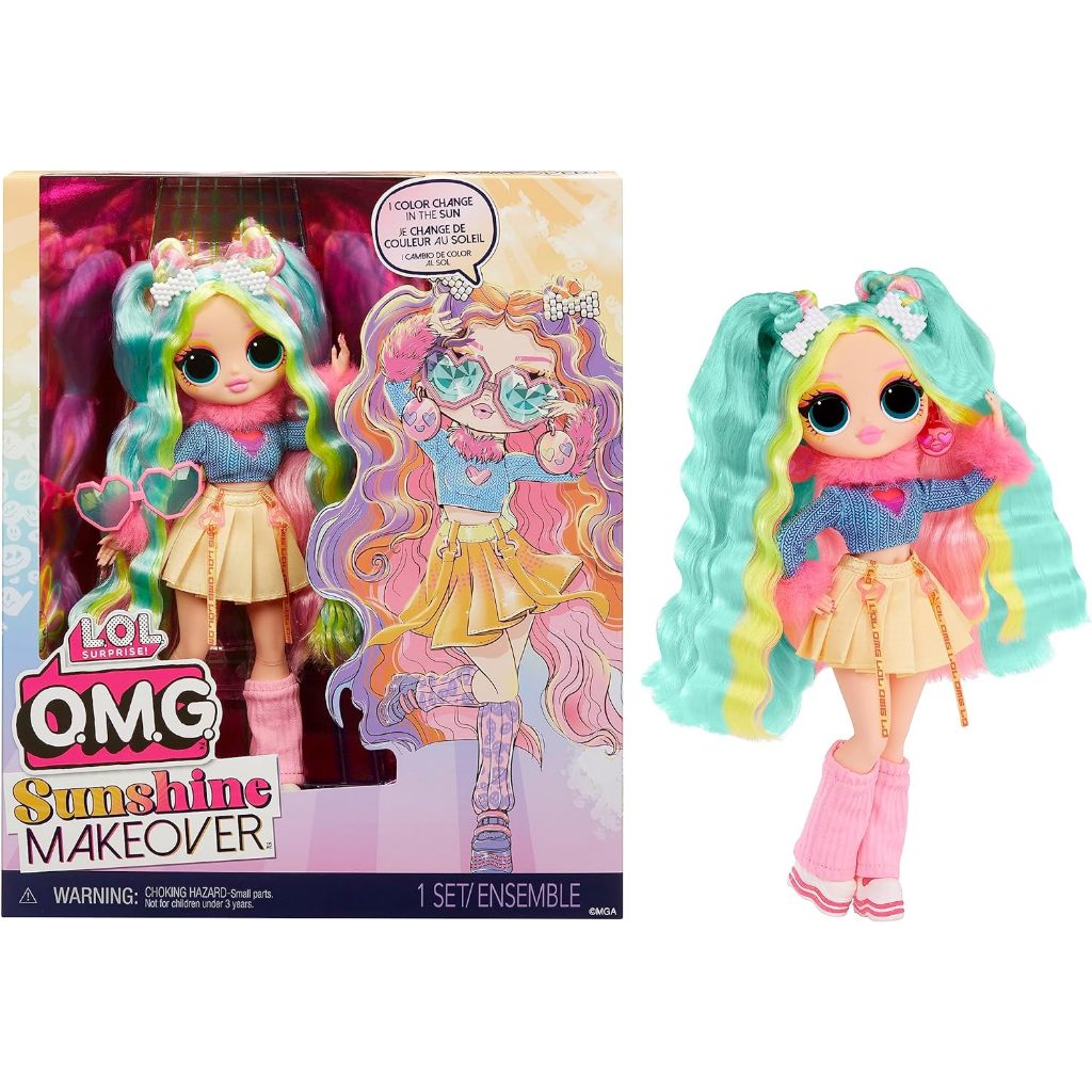 LOL Surprise OMG L.O.L Surprise! O.M.G. Sunshine Color Change Bubblegum DJ Fashion Doll with Color Changing Hair and Fashions and Multiple Surprisesประหลาดใจ OMG LOL Surprise! O.m.g. Sunshine ตุ๊กตาบับเบิ้ลกัม DJ เปลี่ยนสีผม และแฟชั่น หลายความประหลาดใจ