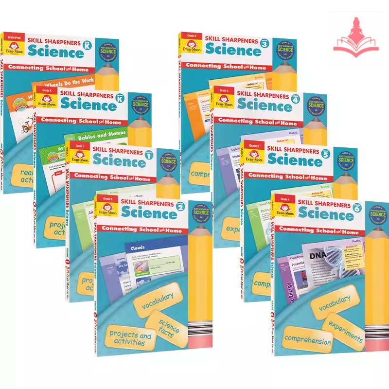 หนังสือเรียนและสมุดงานภาษาอังกฤษสำหรับเด็กและนักเรียนระดับประถมศึกษา—Kindergarten-Primary School Students Children Textbook Workbooks Exercise Book“Evan Moor Skill Sharpeners Science Grade Pre K/ K/1/2/3/4/5/6”