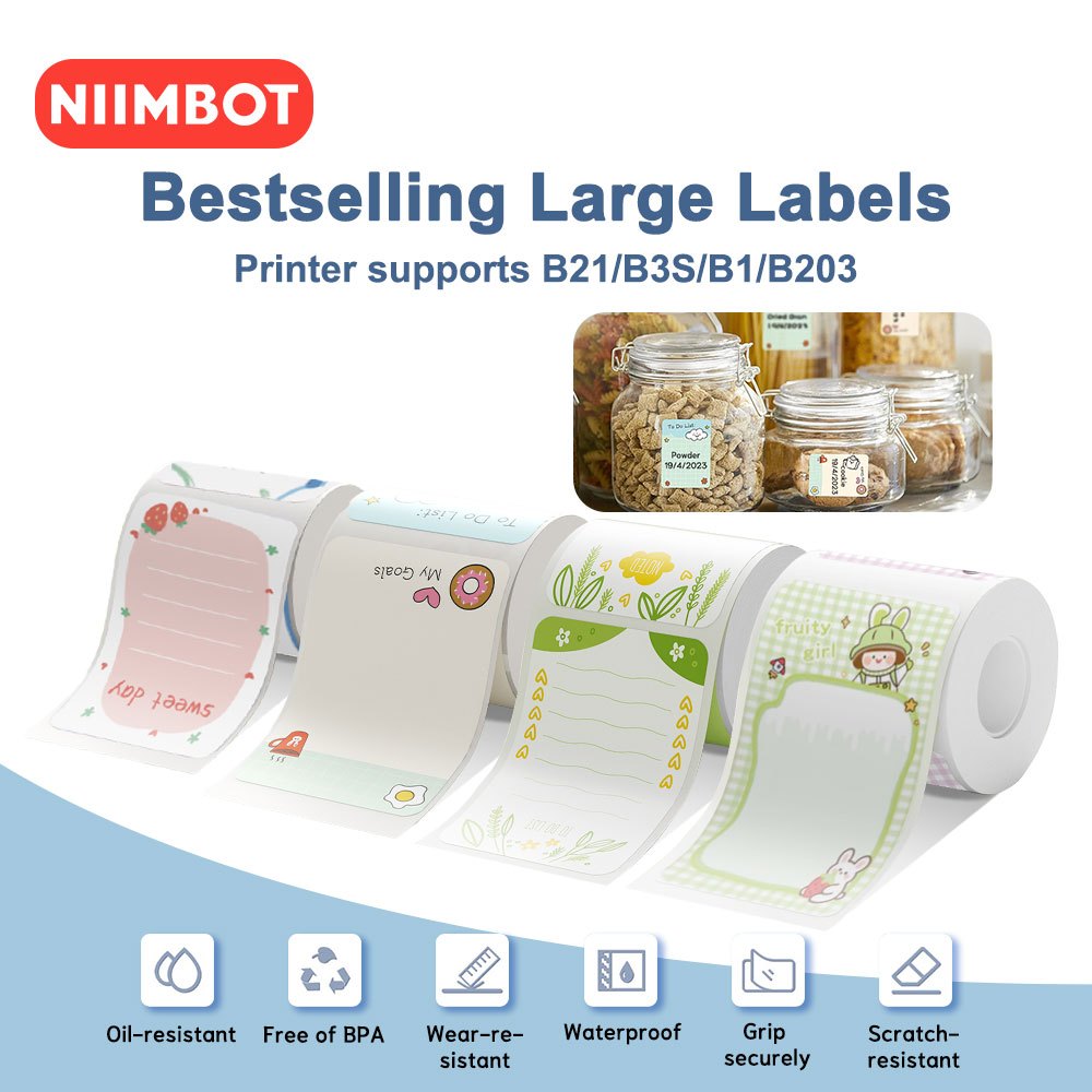 NIIMBOT B21/B3S/B203/B1 สติกเกอร์ฉลากป้ายป้ายสีน่ารักราคาเครื่องฉลากกระดาษพิมพ์สาม anti-thermal ป้าย