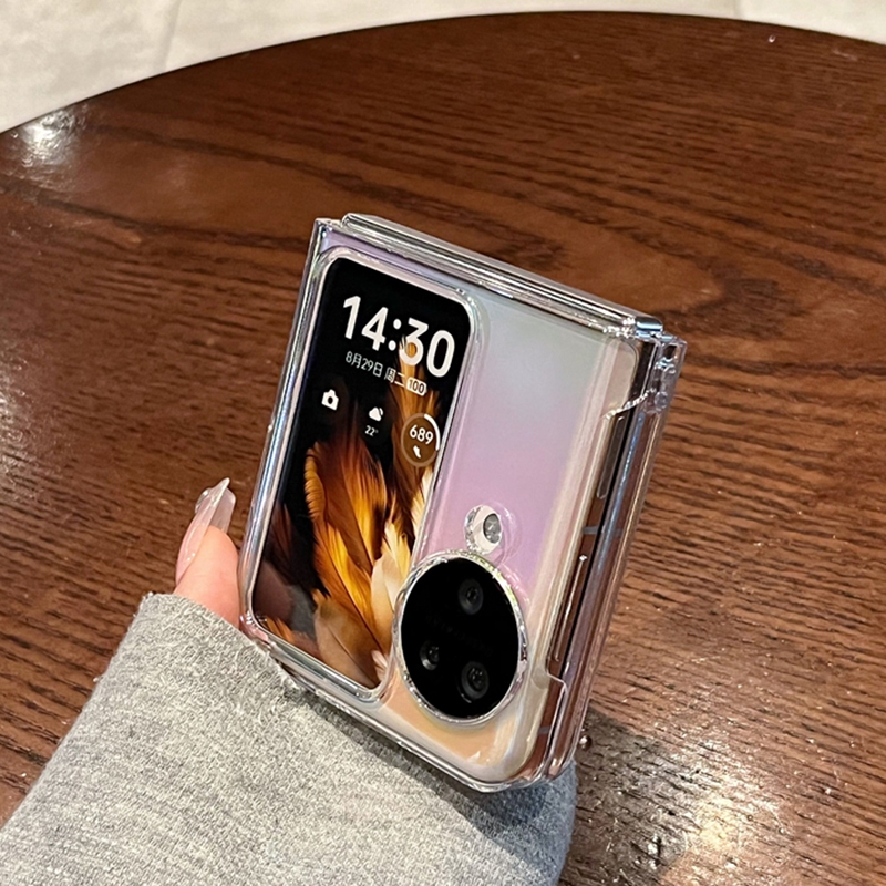 สําหรับ OPPO Find N3 Flip พลิก เคสใส ชุบ บางเฉียบ เคสโทรศัพท์ PC แบบแข็ง