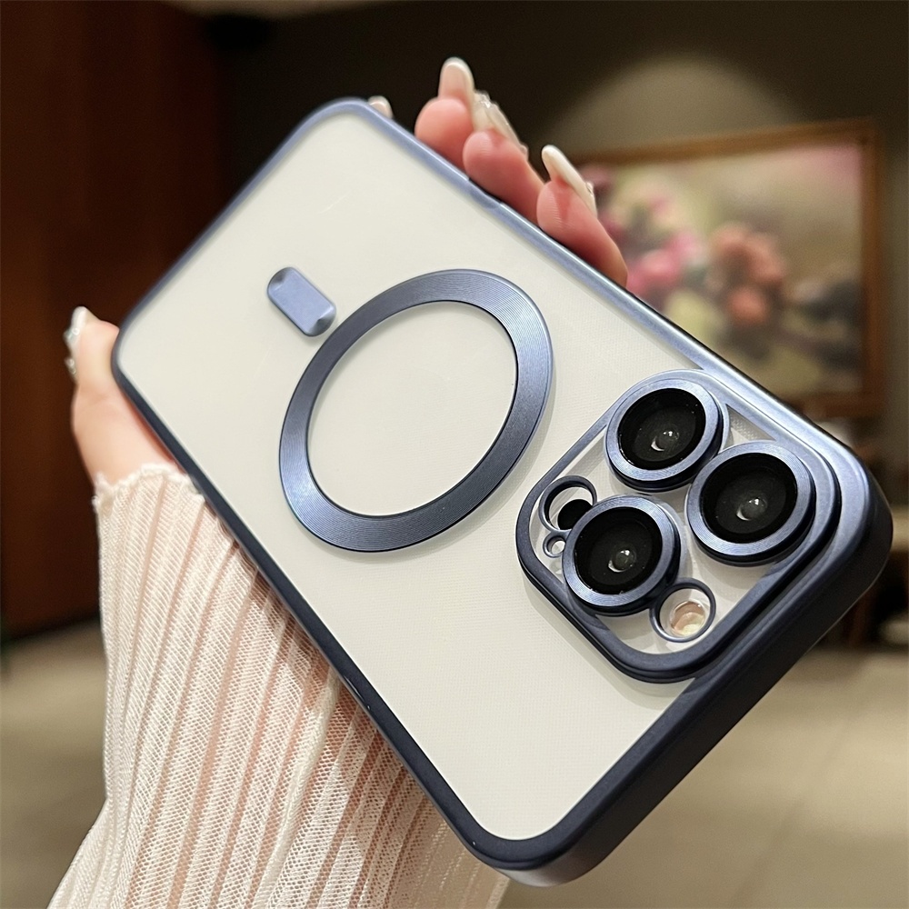 เคสโทรศัพท์มือถือ PC แบบแม่เหล็ก ผิวด้าน ลายโลโก้มาการอง หรูหรา สําหรับ iPhone 14 15 13 12 Pro Max Plus