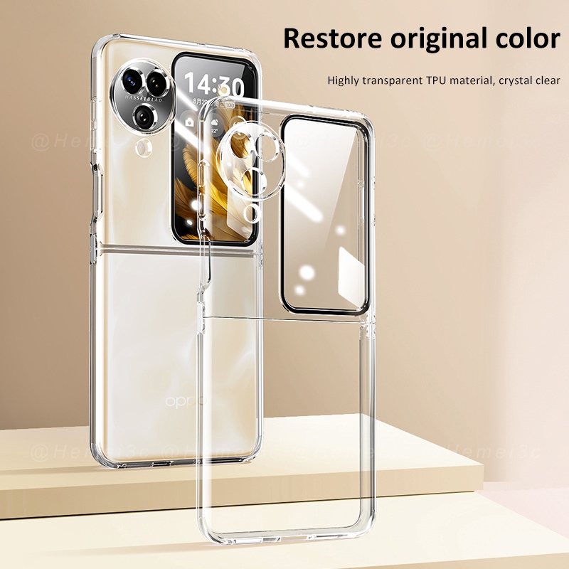 ตัวป้องกันเลนส์กล้องในตัวสําหรับ OPPO Find N3 Flip Casing Clear Soft TPU Back Phone Case Cover