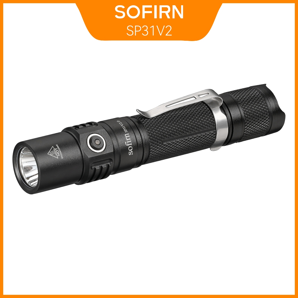 Sofirn SP31 V2.0 ไฟฉาย 1200 ลูเมนที่มีประสิทธิภาพพร้อม XPL-HI LED ยุทธวิธีสวิตช์คู่สําหรับการตั้งแคม