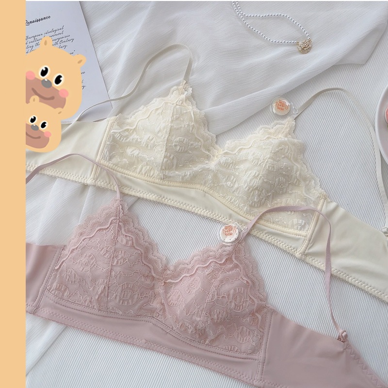 🎀bearbra🎀ชุดชั้นใน บรา ทรงสามเหลี่ยม สไตล์ฝรั่งเศส