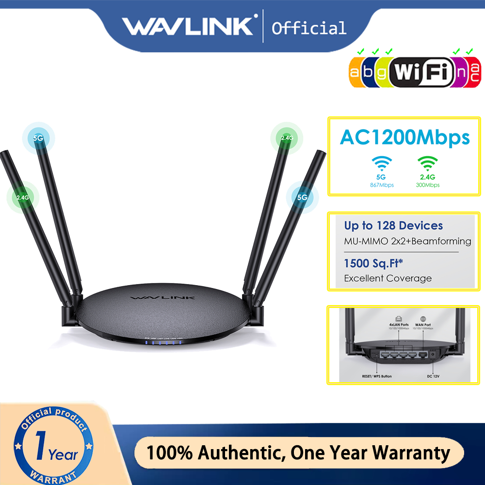 Wavlink เราน์เตอร์ WiFi AC1200 2.4G+5G 1200Mbps แข็งแรง