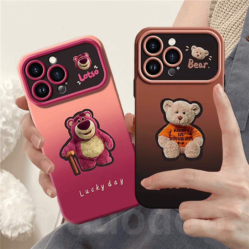 เคส Xiaomi Mi 13T POCO F5 X5 5G Pro X3 GT NFC M3 M4 C51 11 Lite 10T 10 Brown Rose Red 2 in 1 ombre Cartoon Strawberry plush Bear Lotso Large window Fine Hole Anti-fall Soft Phone Case Cute Good Lucky Day Back Cover DSC 03
