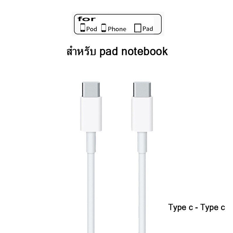 สายชาร์จ ประเภท C 20w 60w （ type c to typ-type c ）สำหรับ แล็ปท็อป pad Android ทุกรุ่น 1 เมตร 2 เมตร รับประกัน 1 ป