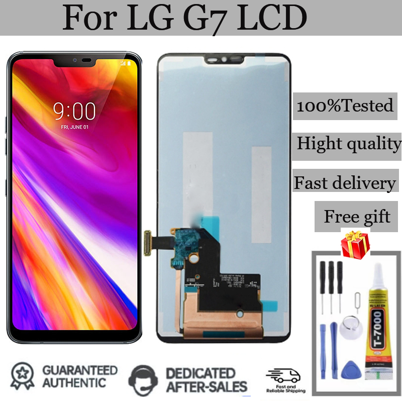 อะไหล่หน้าจอสัมผัส LCD พร้อมกรอบดิจิไทเซอร์ แบบเปลี่ยน สําหรับ LG G7 G710 G710EM G710PM
