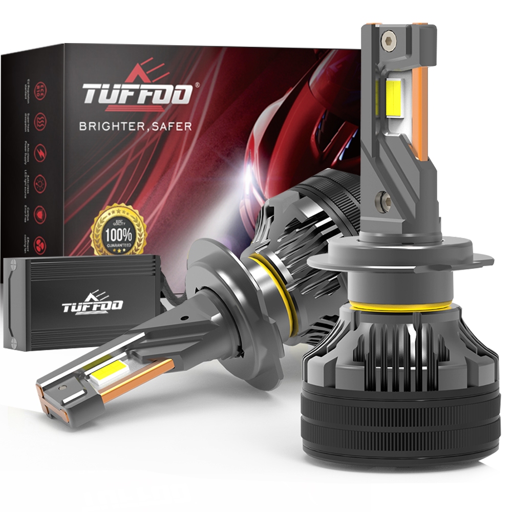 Tuffoo หลอดไฟหน้ารถยนต์ LED 140W 28000LM 4300K H7 H4 HB2 9003 H1 H8 H9 H11 H16 HB3 9005 HB4 9006 9012 HIR2 D2H 6000K สีขาว 2 ชิ้น