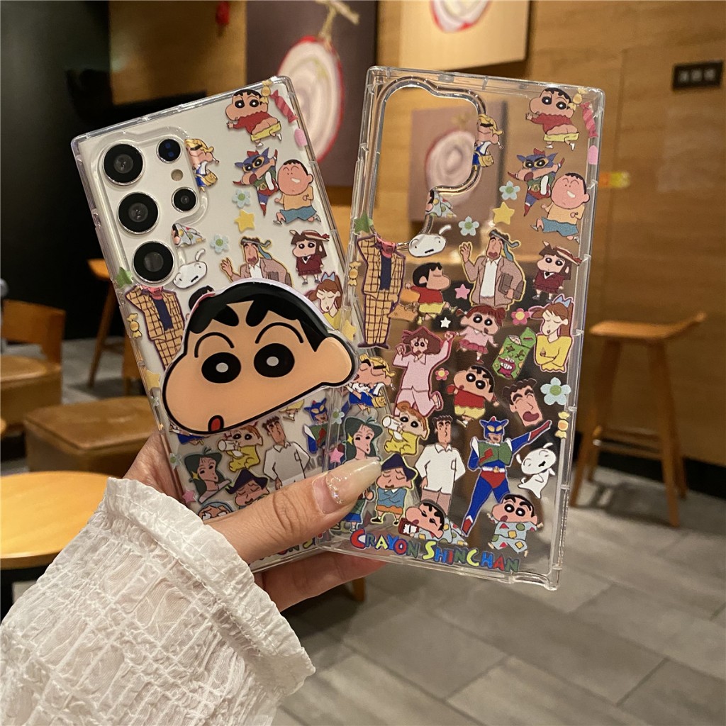 การ์ตูน สีเทียนใหม่ สติ๊กเกอร์ วงเล็บ ซองโทรศัพท์ Samsung Galaxy S25 S24 Ultra S24 S23 FE S23 Ultra 