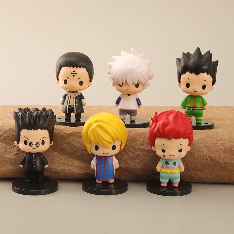 โมเดลฟิกเกอร์ PVC อนิเมะ Hunter × Hunter Figure Gon Freecss Killua Zoldyck Kurapika Leorio Paladinight Q Version ขนาด 8 ซม. ของเล่นสําหรับเด็ก 6 ชิ้น ต่อชุด