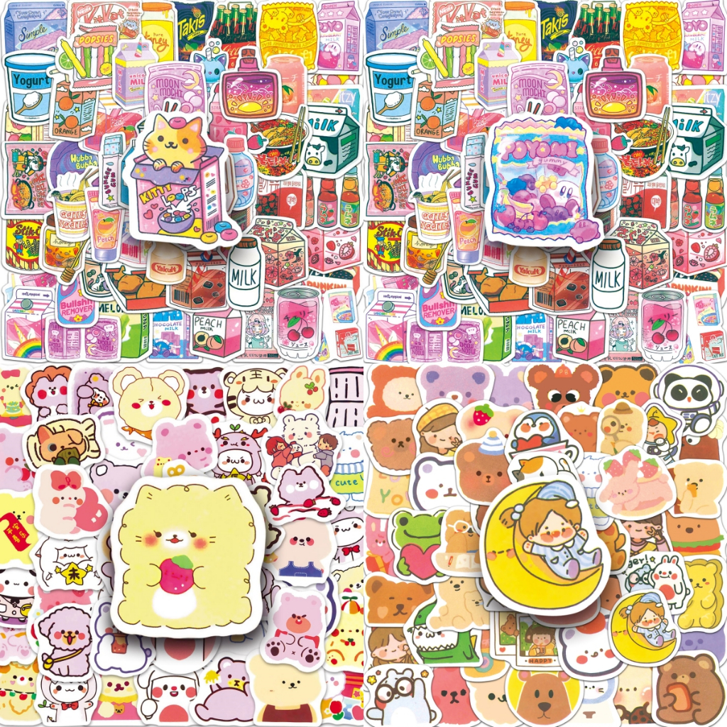 100 ชิ้นสุดน่ารักการ์ตูน อิน สไตล์สติกเกอร์บัญชีมือสําหรับแล็ปท็อป/โทรศัพท์/กีตาร์/หมวกกันน็อคสติกเกอร์ตกแต่งน่าร