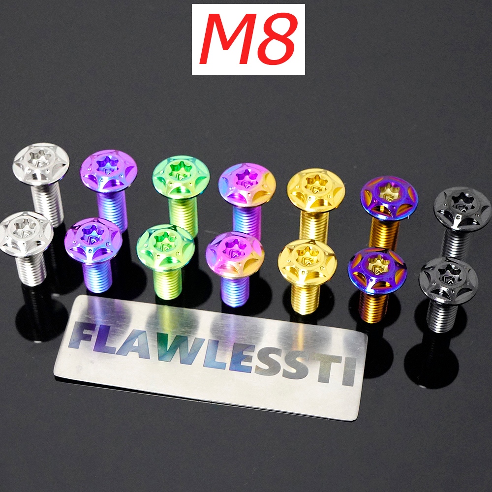 Flawlessti M8×20 25 Gr5 สลักเกลียวดิสก์เบรกหน้า หลัง ไทเทเนียม สําหรับ Yamaha Xmax 300