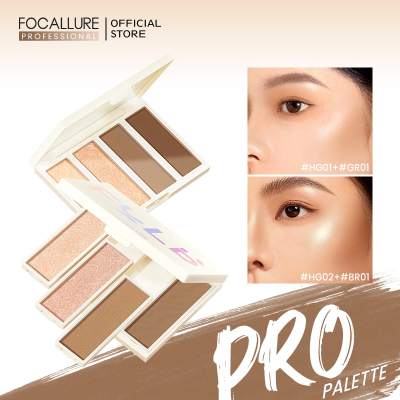 Focallure พาเลทไฮไลท์ คอนทัวร์ บรอนเซอร์ ชิมเมอร์ เนื้อแมตต์ 3D Diy