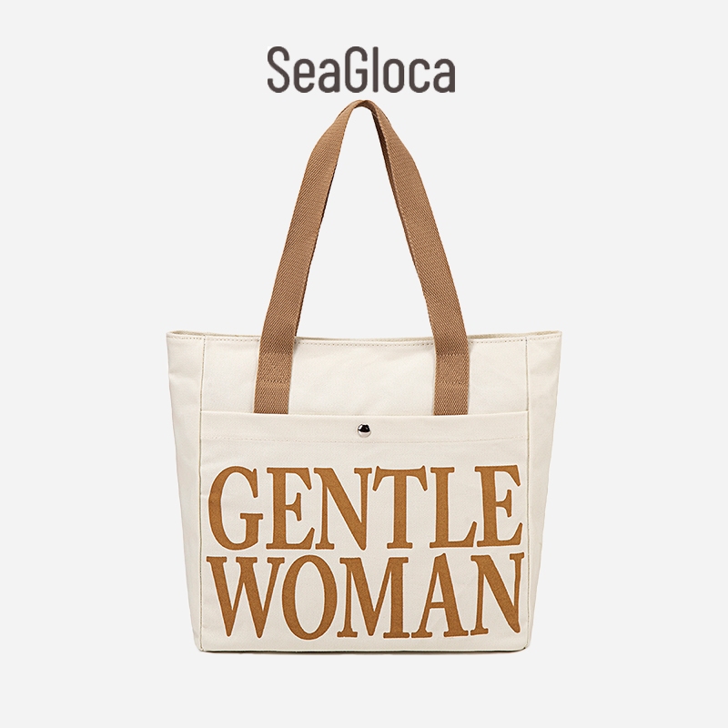 Seagloca กระเป๋าสะพายไหล่ ผ้าแคนวาส ทรงโท้ท น้ําหนักเบา จุของได้เยอะ แฟชั่นสําหรับสตรี No 1580