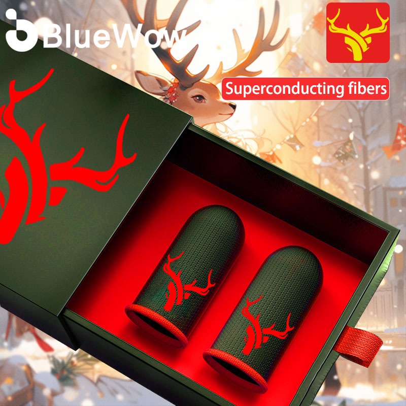 2025 BlueWow คริสต์มาสกวางเกมแขนนิ้วโทรศัพท์มือถือสําหรับเล่นเกมเหงื่อ-Proof Finger Cover ถุงมือหน้าจอสัมผัส Thumb Gamepad