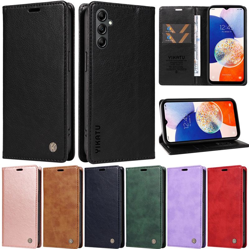 Matte สําหรับ Samsung Galaxy A15 5G A05S A54 5G A34 5G S23 FE A05 A15 4G Luxury Retro กระเป๋าสตางค์หนัง PU Flip Skin Stand ป้องกันกรณี