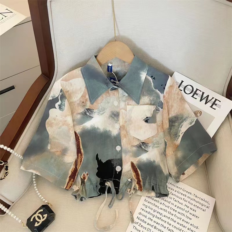 เสื้อโปโลแขนสั้น เอวสูง ทรงหลวม สีหวาน สําหรับผู้หญิง
