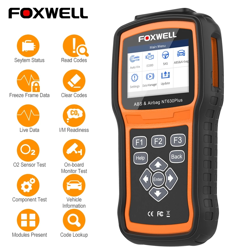 [รองรับภาษาไทย] Foxwell NT630 Plus OBD2 เครื่องสแกนเนอร์เครื่องยนต์ตรวจสอบ ABS SRS ถุงลมนิรภัย SAS ร