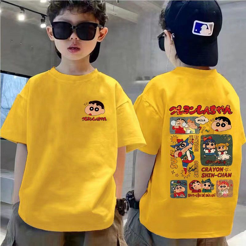 [พร้อมส่ง] เสื้อยืดแขนสั้น พิมพ์ลายการ์ตูนชินจัง แฟชั่นสําหรับเด็กผู้ชาย และเด็กผู้หญิง