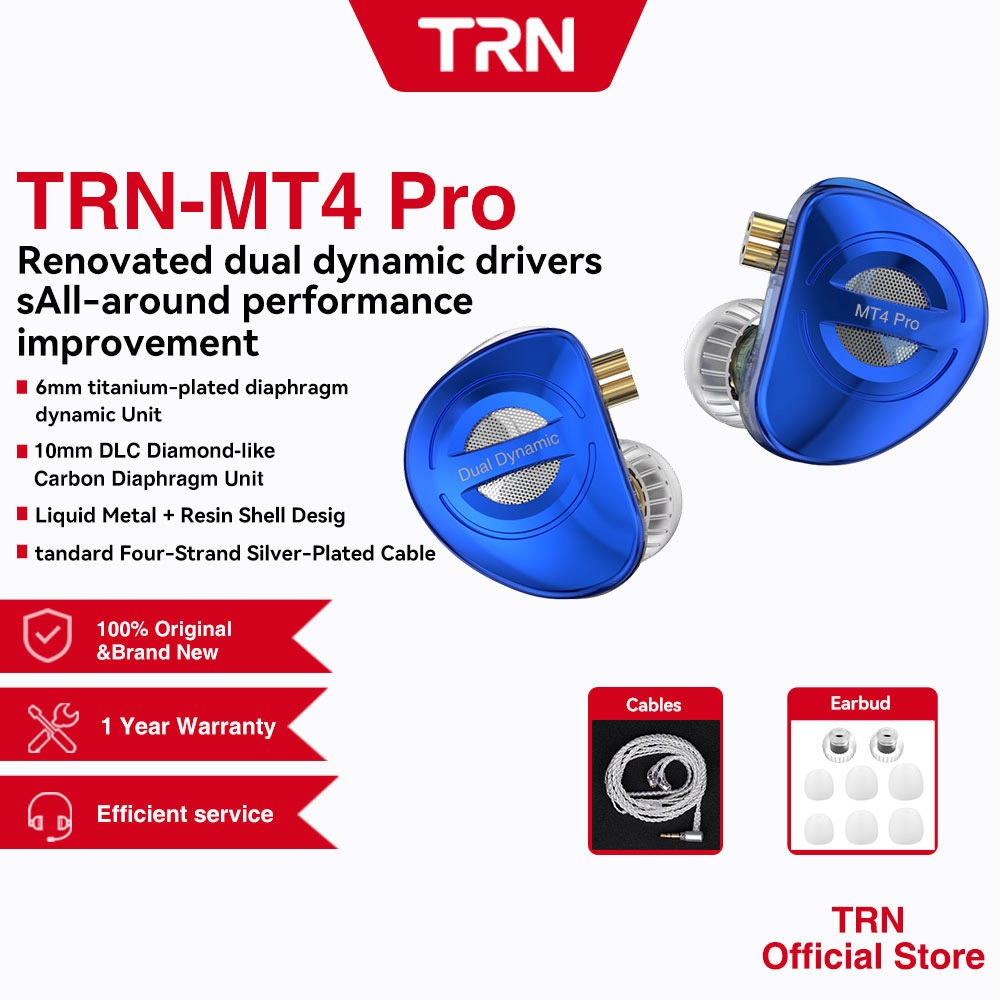TRN MT4 Pro HIFI หูฟังแบบไดนามิกครึ่งเปิดฝาหลังชนิดใส่ในหูพร้อมไมโครโฟนชุดหูฟัง