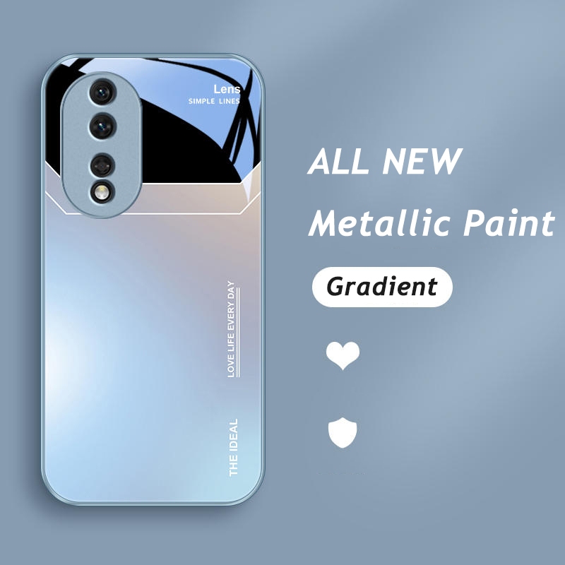 เคสกระจก กันกระแทก ไล่โทนสี หรูหรา สําหรับ Honor 90 70 50 Lite