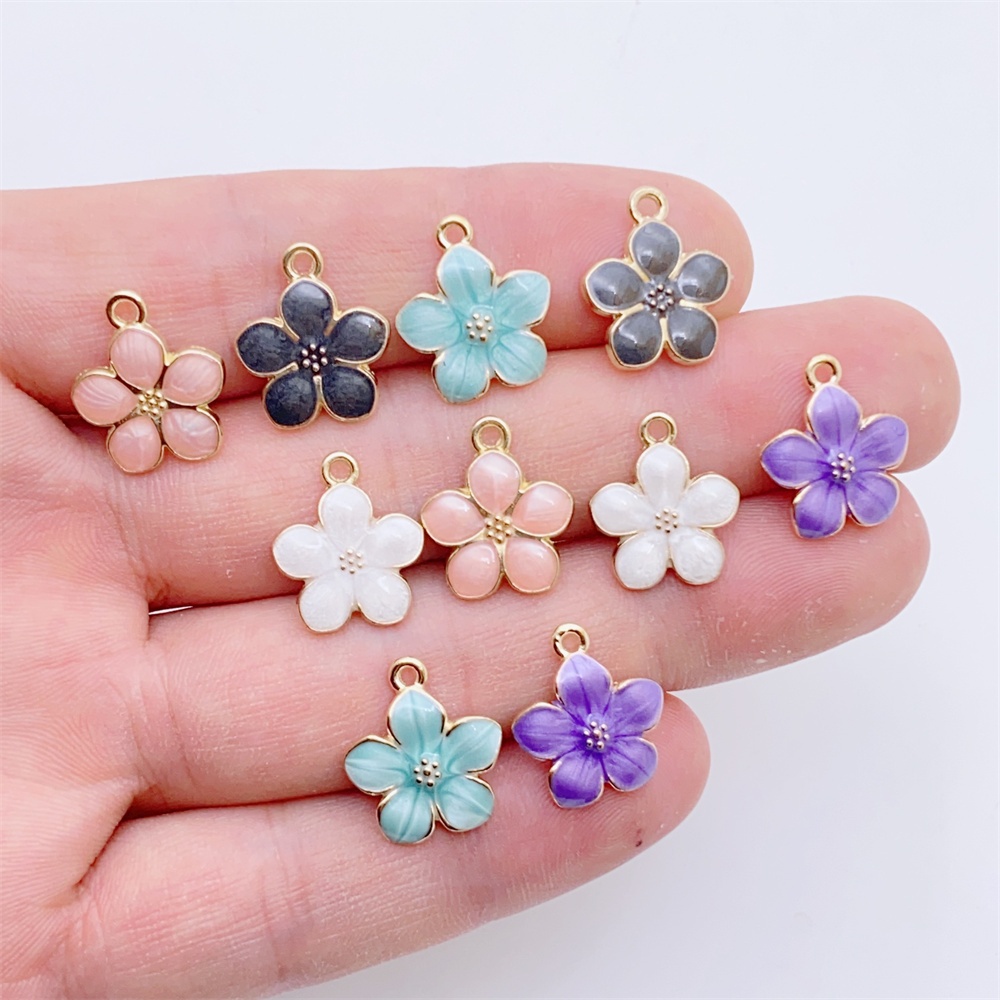 10 ชิ้น โลหะผสม สวยงาม หยดน้ํามัน ที่มีสีสัน ดอกเดซี่ พืช เสน่ห์ สร้อยคอ จี้ DIY สร้อยข้อมือ สร้อยคอ แฮนด์เมด