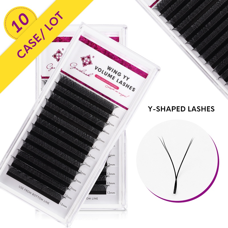 ขายส่งGENIELASH 10 กล่อง Y Shape Eyelashes 0.07 Natural Soft Eyelash Extensions YY