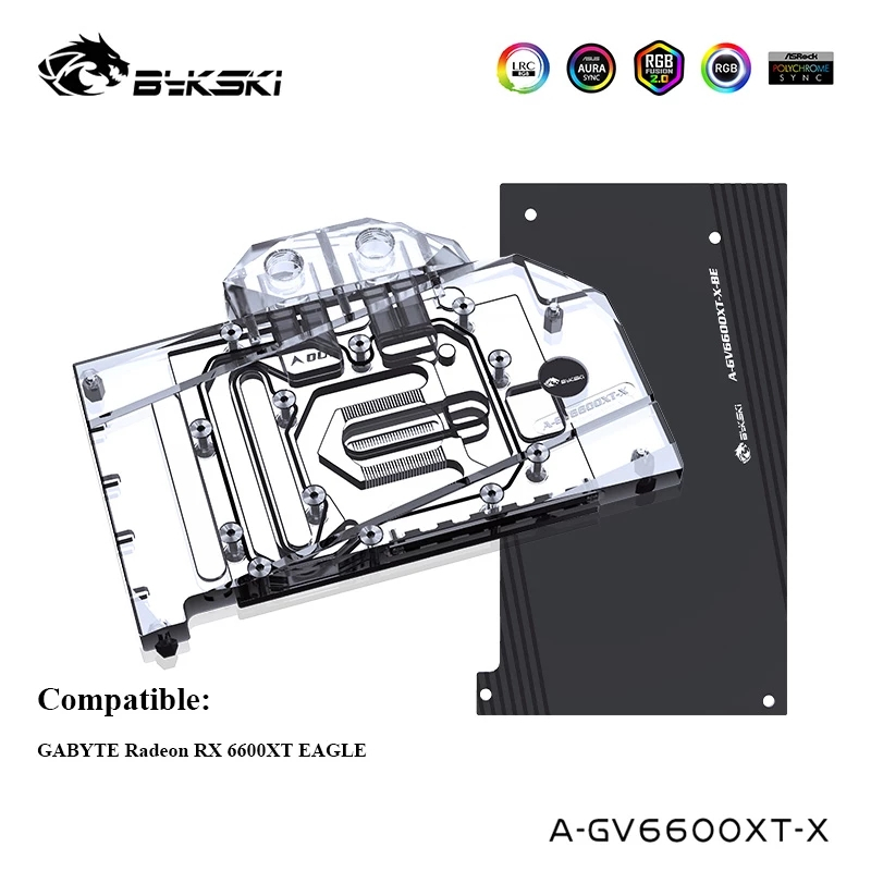 Bykski A-GV6600XT-X บล็อก GPU สําหรับ GIGABYTE Radeon RX 6600 XT EAGLE การ์ดจอ ระบายความร้อนด้วยน้ํา ฝาครอบเต็ม หม้อน้ําทองแดง