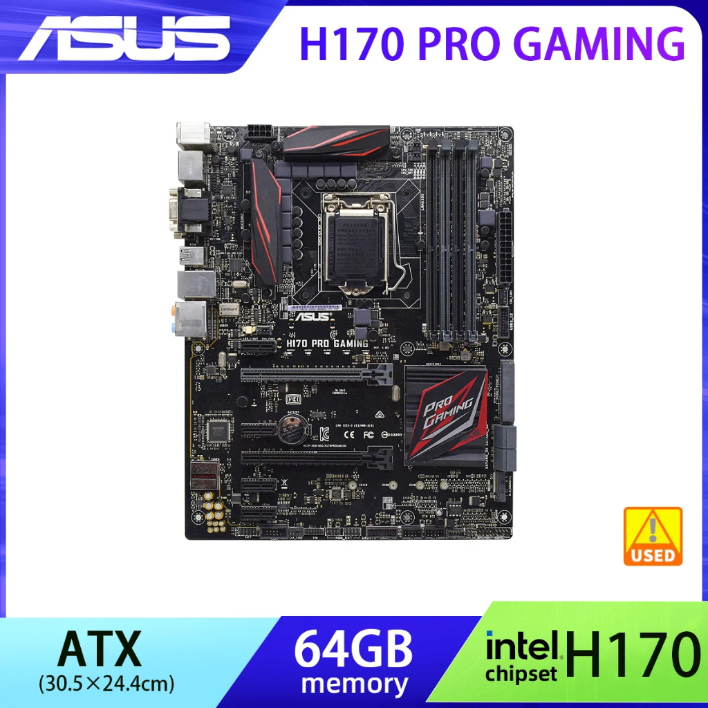 LGA 1151 เมนบอร์ด Asus H170 PRO GAMING DDR4 Intel H170 H170M รองรับ Core i7/i5/i3 CPU USB3.0 DVI SAT