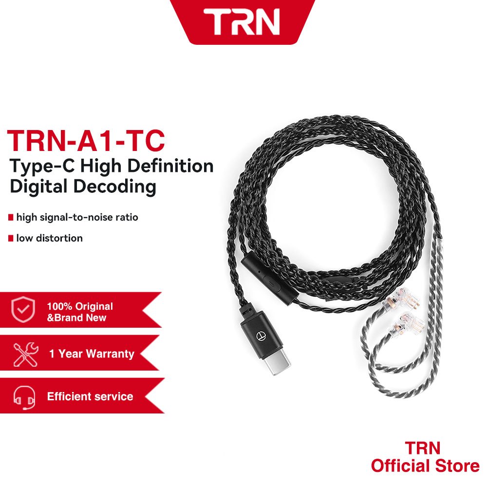 Trn A1-TC สายเคเบิลหูฟัง HIFI 2Pin สําหรับ TRN MT4 MT3 V90 MT1 MT1 MAX MTE ST1 BA5 KZ ZSN PRO EDX EDX PRO ZS10