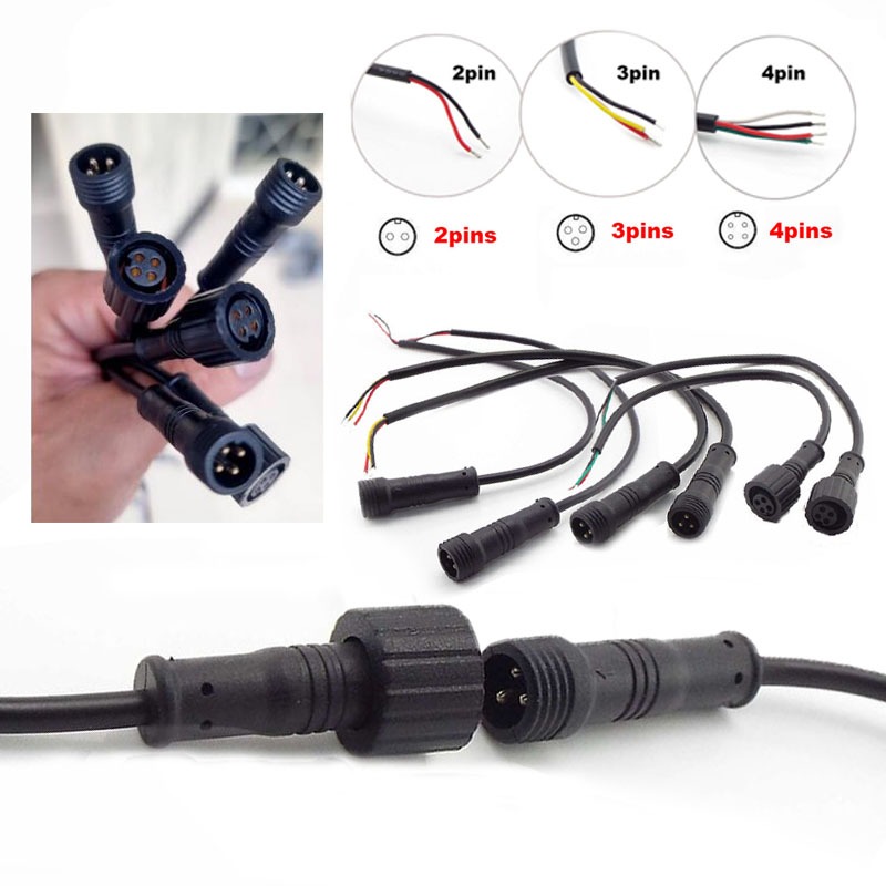 สายเคเบิลเชื่อมต่อ DC 20 ซม. 2Pin 3Pin 4Pin IP65 กันน้ํา สําหรับแถบไฟ LED อะแดปเตอร์แจ็คตัวผู้ เป็นตัวเมีย 15 มม.