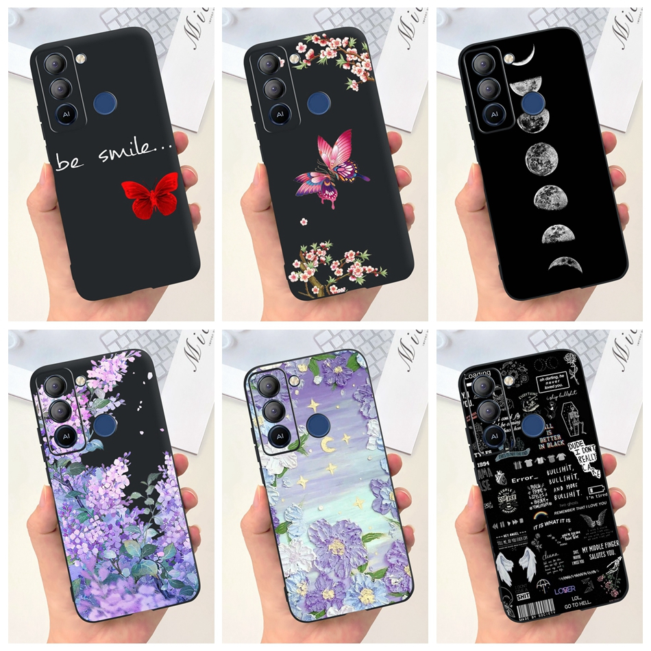 Tecno Pop 5 Lte เคส Pop5 Lte BD4 BD4a BD4i แฟชั่น เด็กผู้หญิง ดอกไม้ ผีเสื้อ ซิลิโคนนิ่ม TPU เคสโทรศัพท์