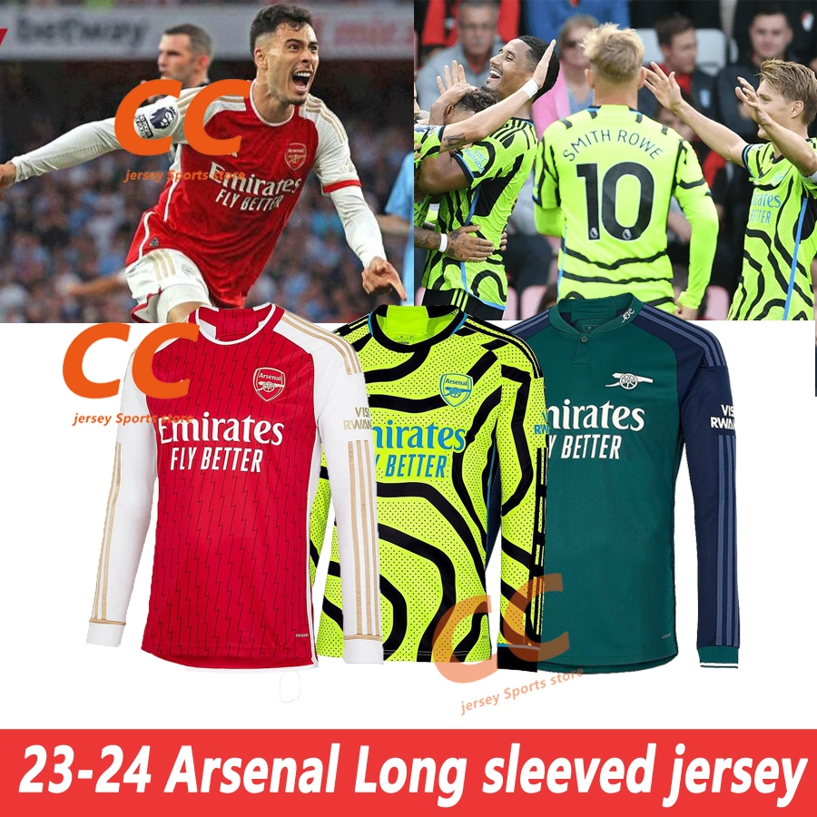 เสื้อกีฬาแขนยาว ลายทีมชาติฟุตบอล Arsenal 2023-24 ชุดเยือน คุณภาพสูง