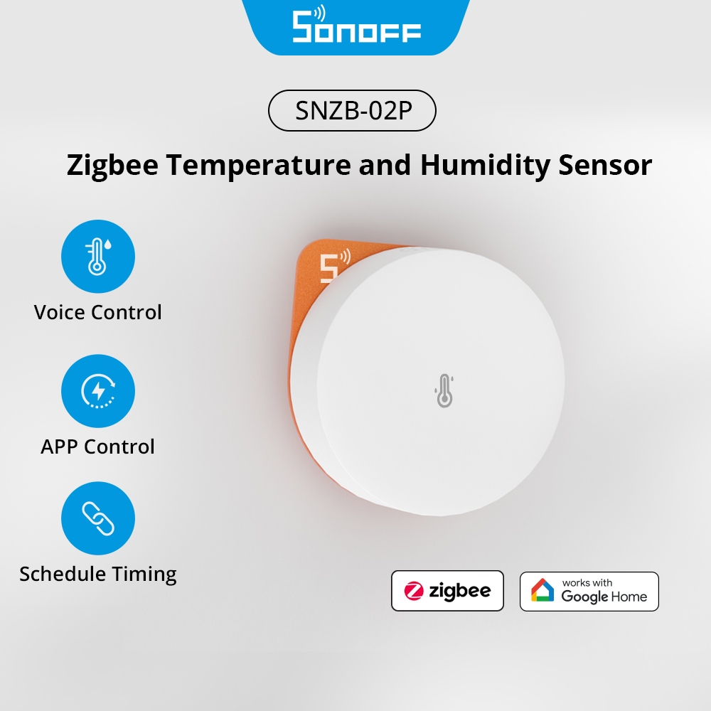Sonoff Zigbee เซนเซอร์อุณหภูมิและความชื้น SNZB-02P ความแม่นยําสูง สําหรับ Smart Home ผ่าน eWeLink Work with Alexa Google