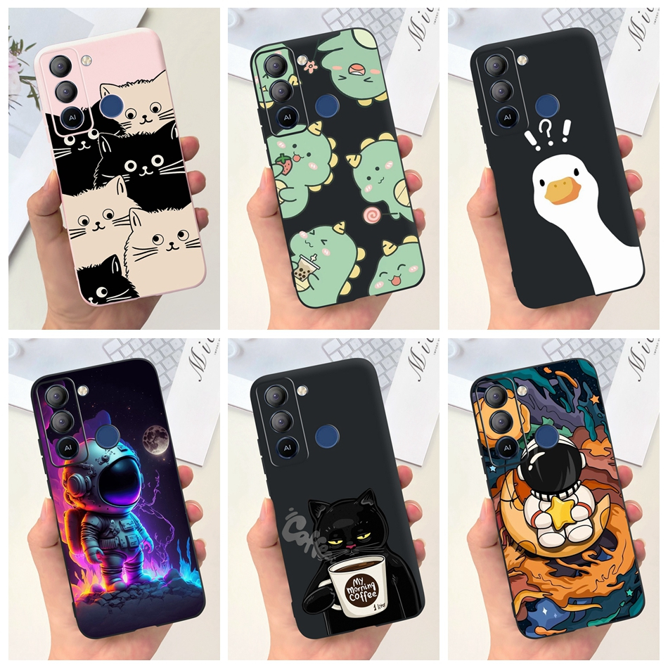 Tecno Pop 5 Lte เคส Pop5 Lte BD4 BD4a BD4i แมวน่ารัก ไดโนเสาร์ เป็ด นักบินอวกาศ การ์ตูน สีลูกกวาด ซิลิโคนนิ่ม TPU เคส