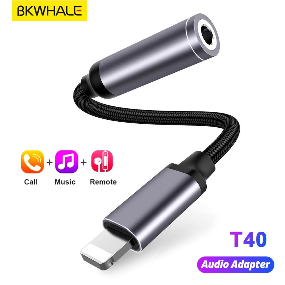 Bkwhale อะแดปเตอร์แจ็คหูฟัง 3.5 มม. T40 สําหรับ iP 14 13 12 11 6 7 8 X
