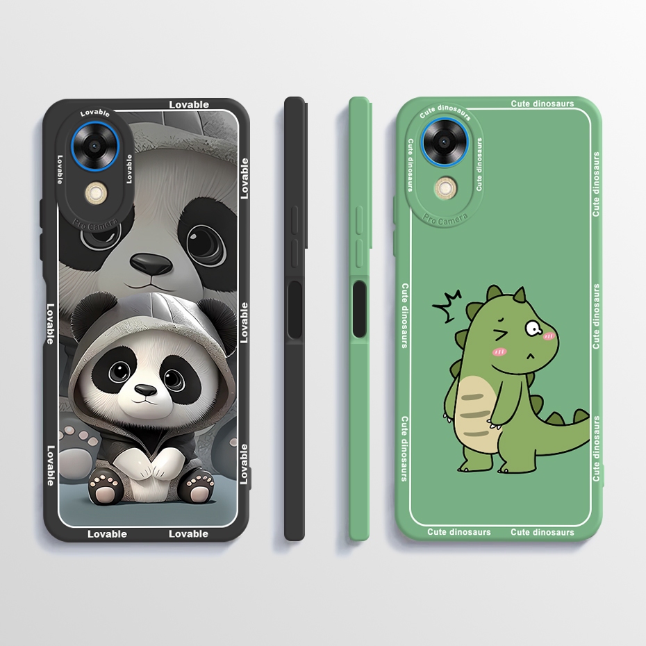 เคส OPPO A17K CPH2471 เคส แพนด้าน่ารัก ไดโนเสาร์ ซิลิโคนเหลว นิ่ม กันกระแทก เคสโทรศัพท์ OPPOA17K A 17K 4G เคส