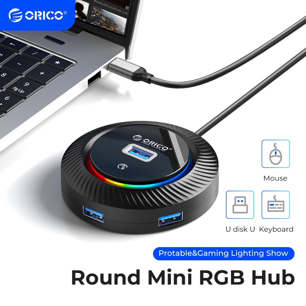 Orico USB 3.0 HUB พร้อมพอร์ตชาร์จ Splitter สําหรับคอมพิวเตอร์แล็ปท็อป TF/SD Card Reader 5Gbps (YKR2)